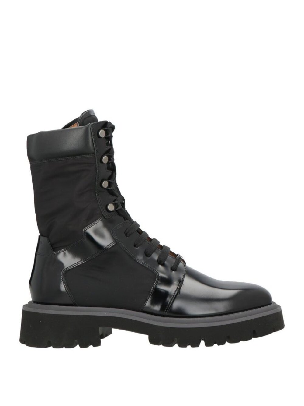 Salvatore Ferragamo Franklyn Combat Boots Black Leather Nylon US 12 NIB
